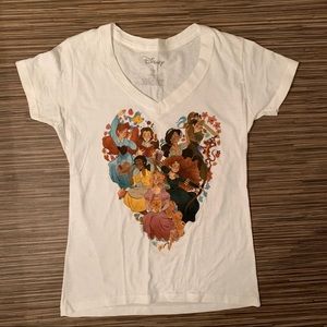 Disney White Short Sleeve V Neck Top Size Small
